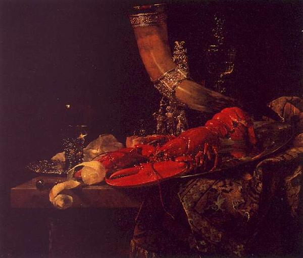 Willem Kalf Still Life with Lobster, Drinking Horn and Glasses France oil painting art